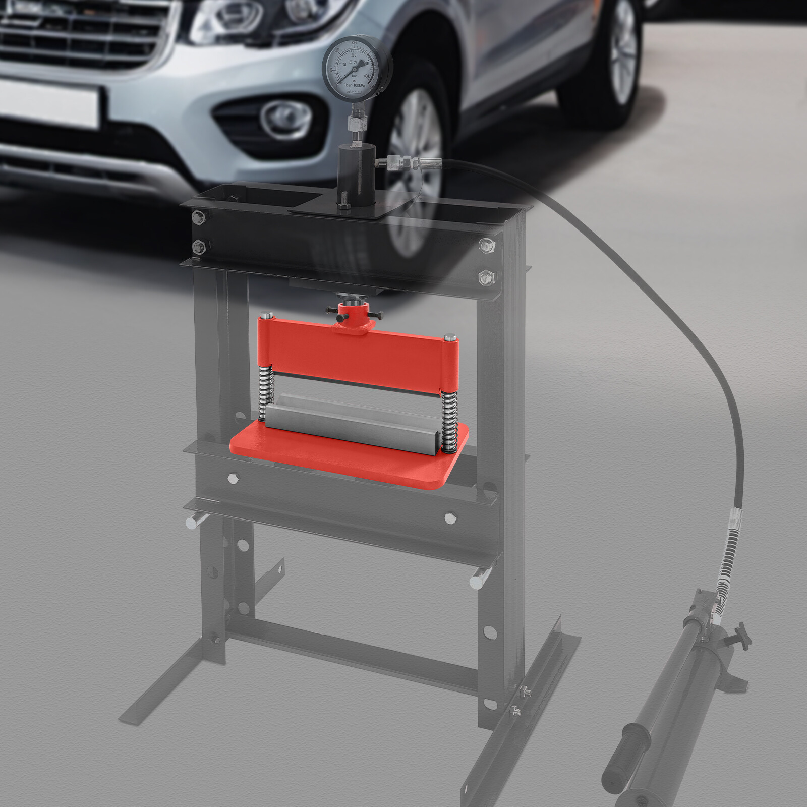 Red 12" Press Brake Attachment for 12-20 Ton Hydraulic Press, Durable Design