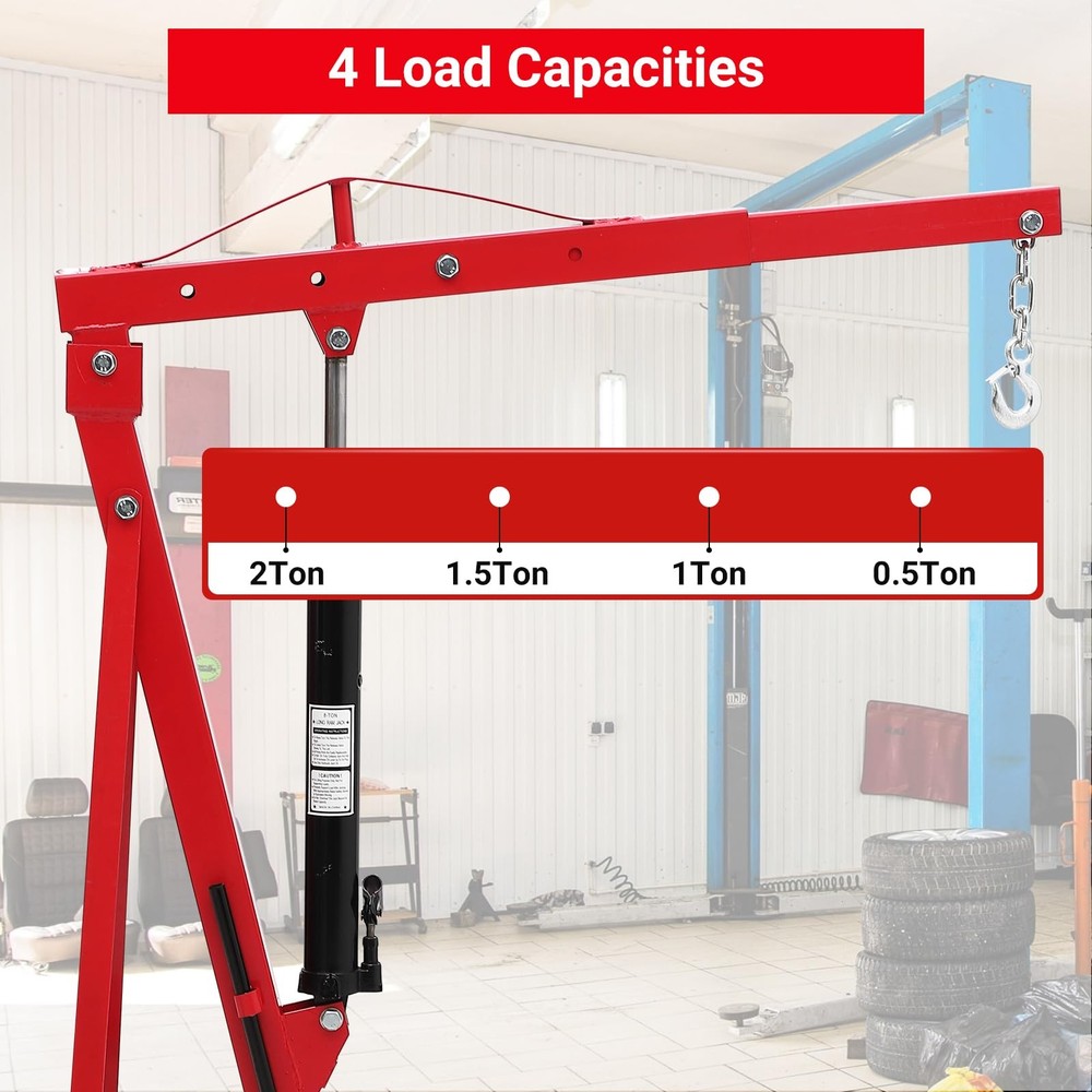 4400 LBS Mobile Hydraulic Engine Crane Foldable Engine Crane for Auto Repair