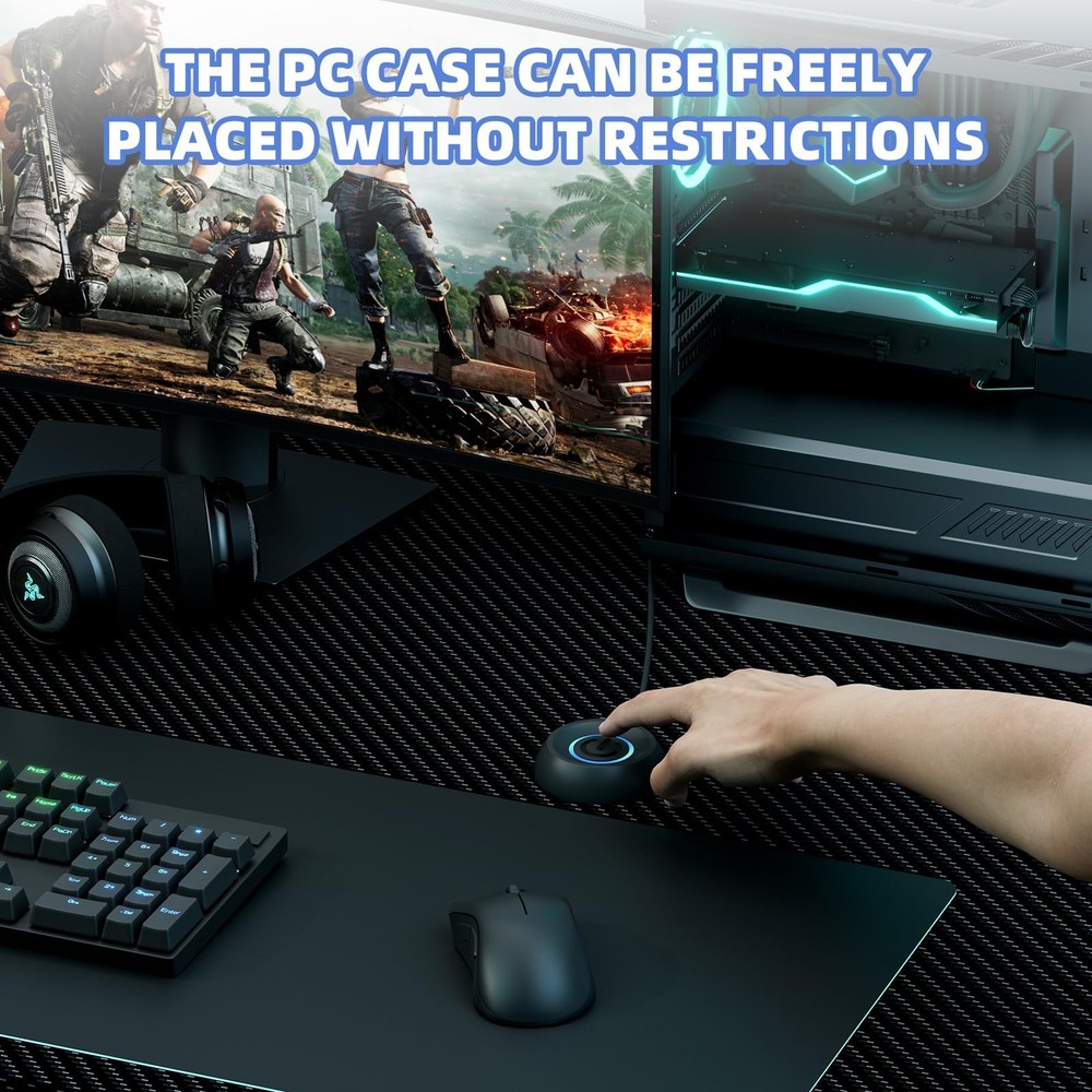 PC Power Button with 118" Cable - Desktop Computer External 118", BLACK