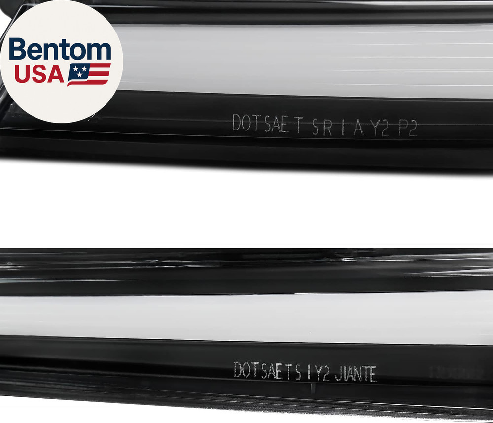Black LED Sequential Tail Lights W/White Light Bars and Startup Animation Compat