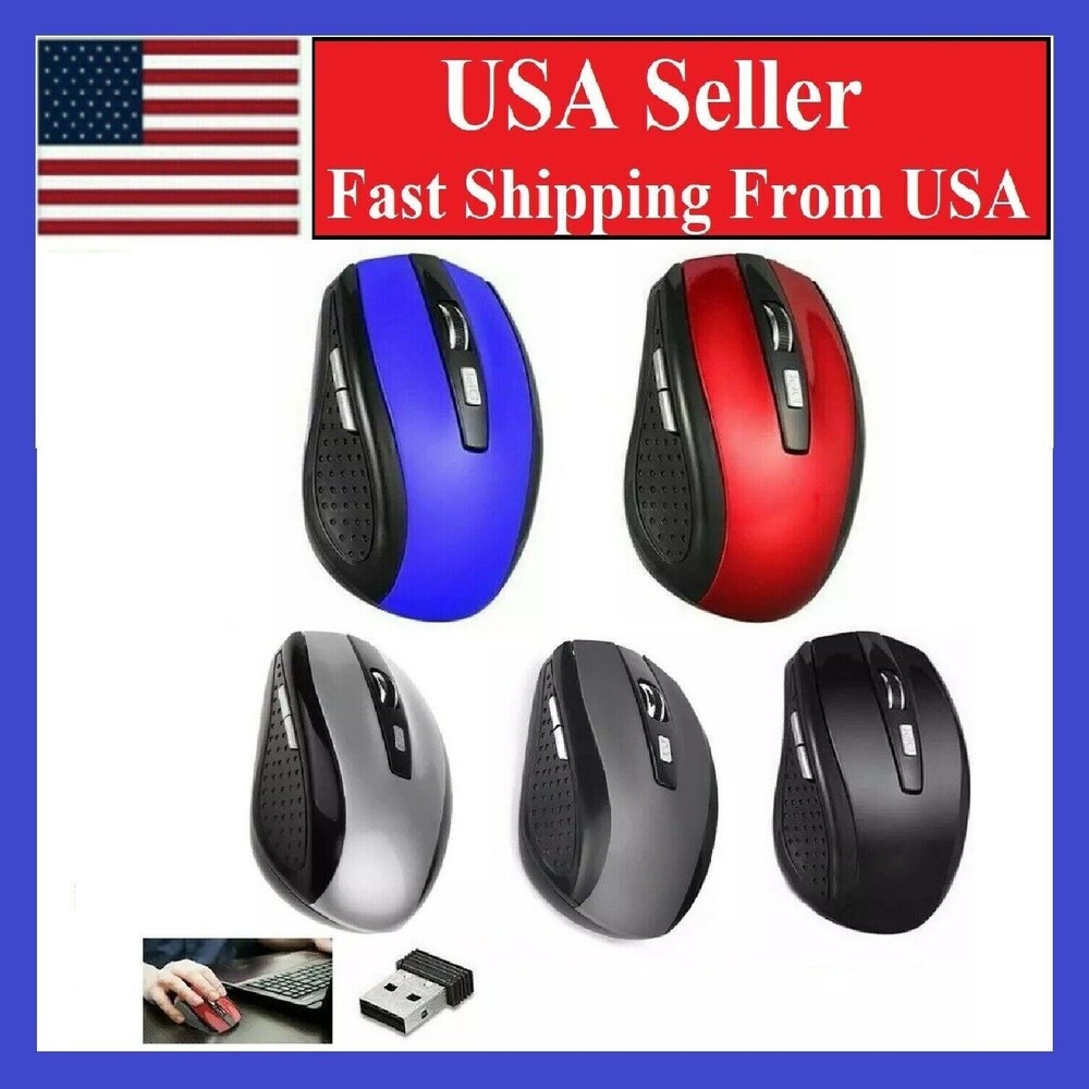 2.4GHz Wireless Optical Mouse & USB Receiver For PC Laptop Computer
