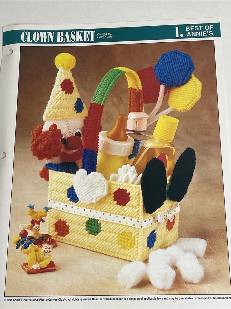 Clown Basket Annie's Plastic Canvas Pattern