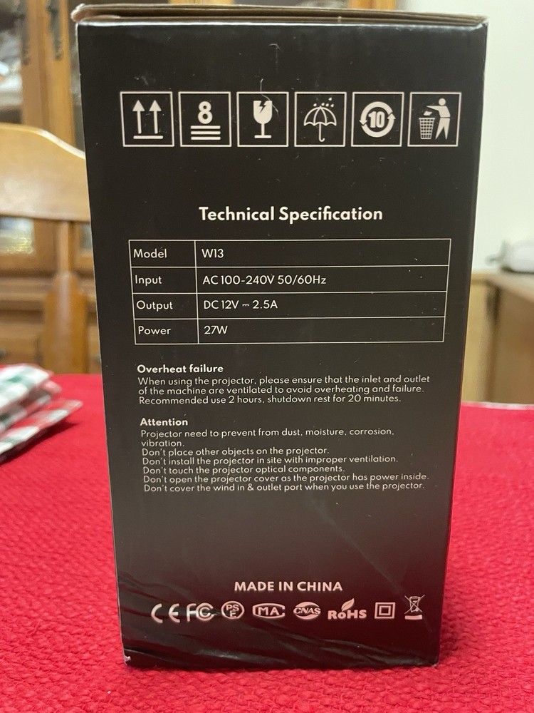 CiBest Mini Projector, Model CB-W19 Full HD 1080P