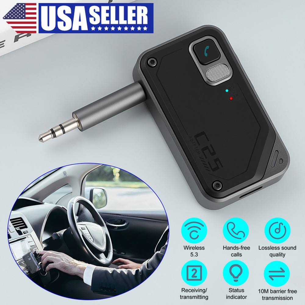 2 in 1 Bluetooth 5.3 TX RX Audio Adapter AUX Type-C 17H Use Hands-Free 10M Range