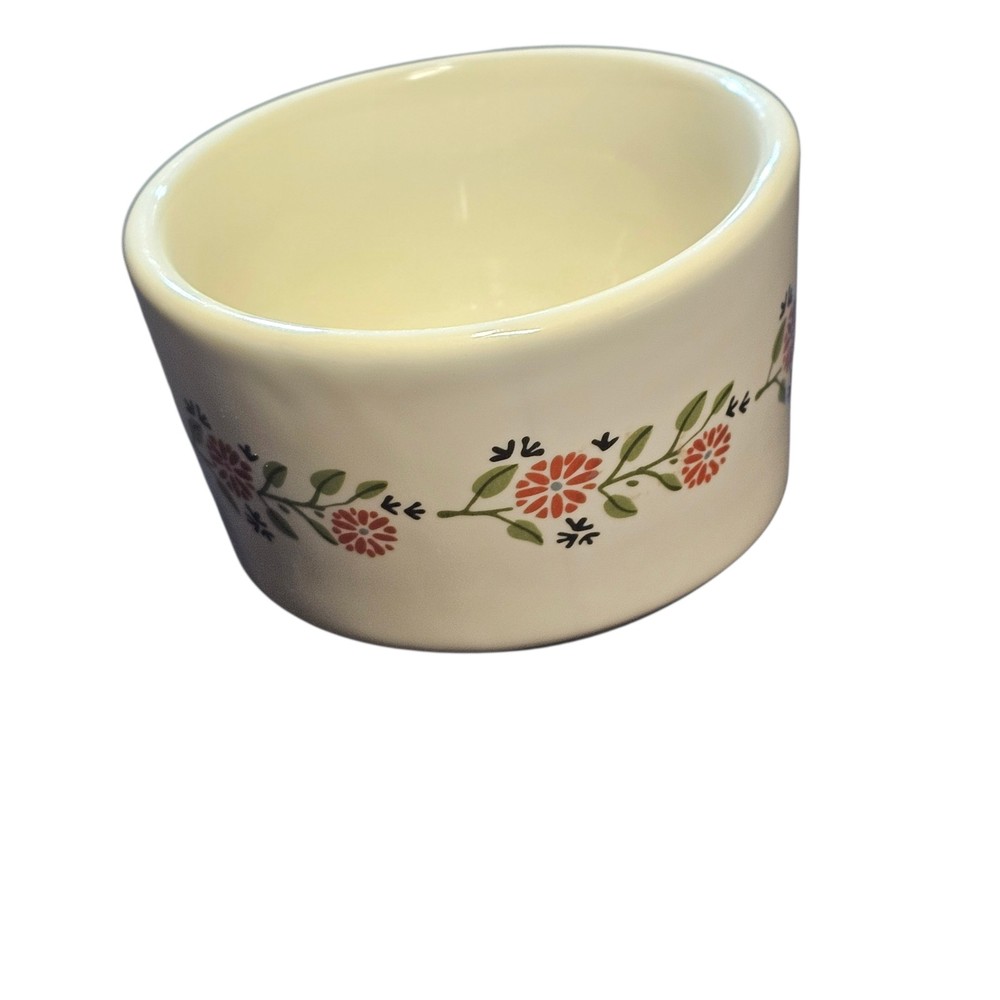 Ceramic Ramekin Baking Dish Red Floral Pattern Oven Microwave Dishwasher Safe