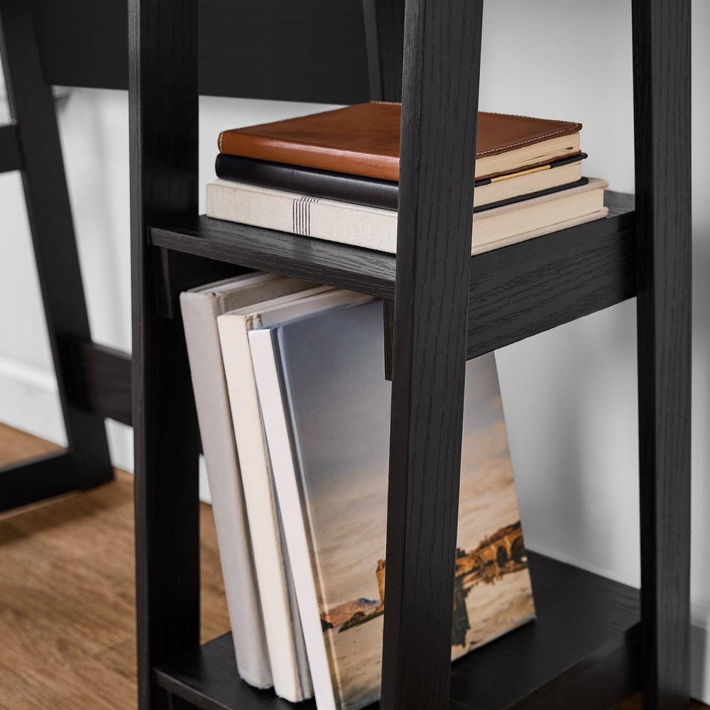 Quick Assembly Desk Black Finish W Modern Design & Space Saving