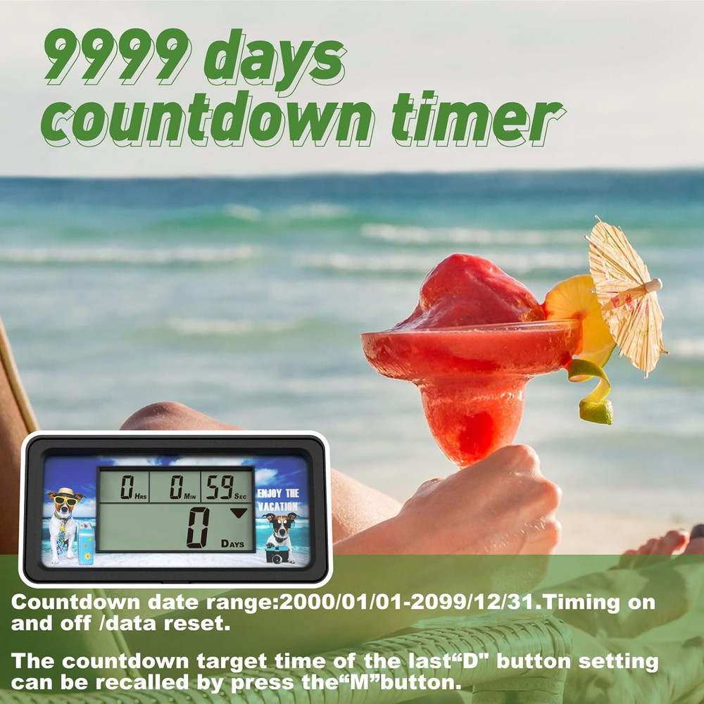 9999 Days Digital Countdown Days Timer Count down Days Timer with 10 Paper Cards