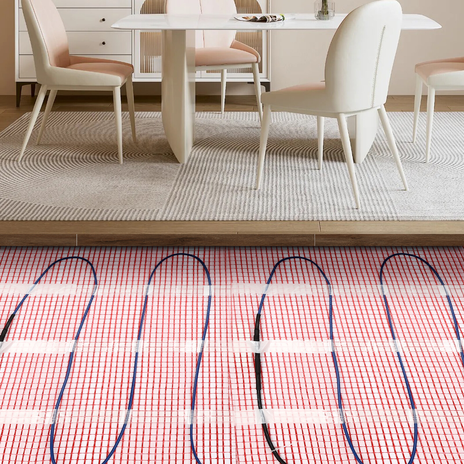 120V Smart Heat Mat Kit Floor Heating System Heating Floor Mat 6.56x1.64ft