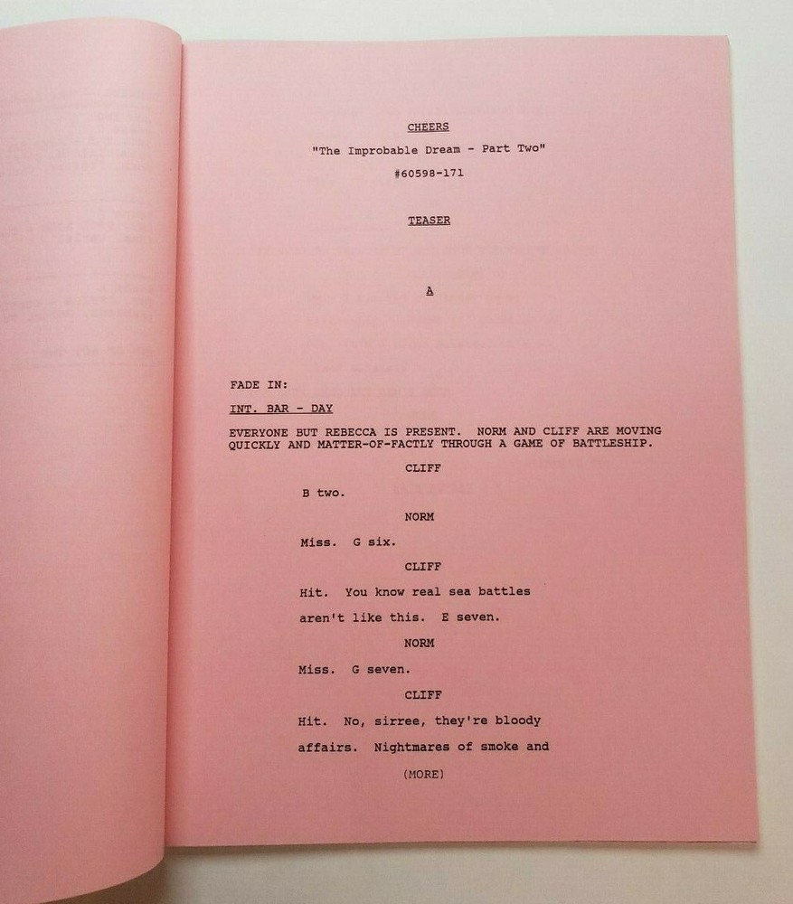 CHEERS / Cheri Eichen 1989 TV Script, Ted Danson "The Improbable Dream: Part 2"