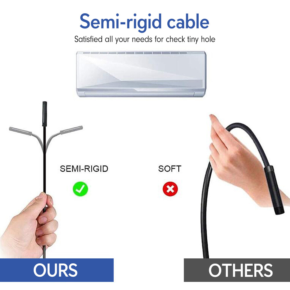 8 LED Light Borescope Endoscope Snake Inspection Camera IP68 for iPhone iPad