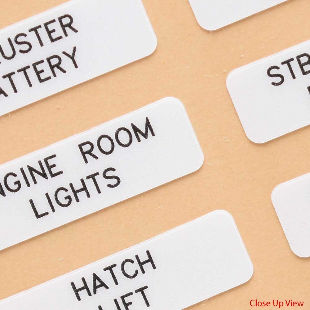 Tiara Boat Switch Panel Labels 3299870 | Vinyl White (100 PC)