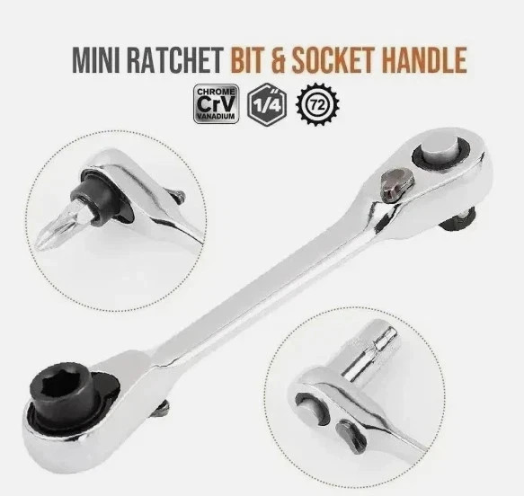1/4" Mini Double-Ended Quick Socket Ratchet Wrench Rod Screwdriver Bit Tools NE!