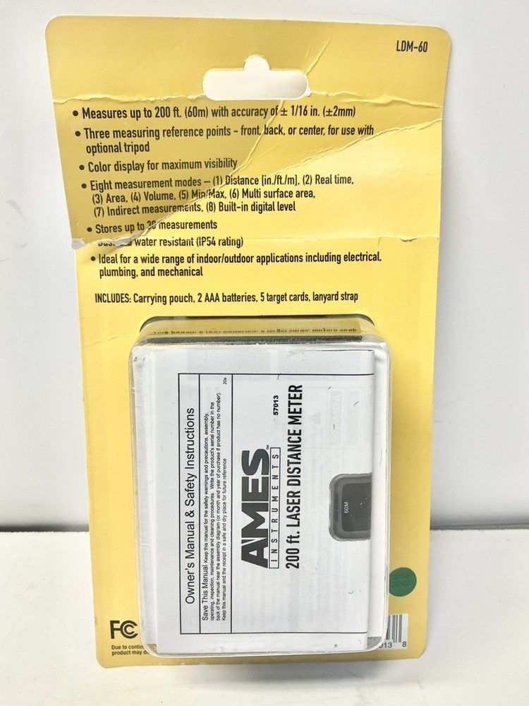 AMES INSTRUMENTS MODEL LDM-60, 200 FT LASER DISTANCE METER (P33013774)