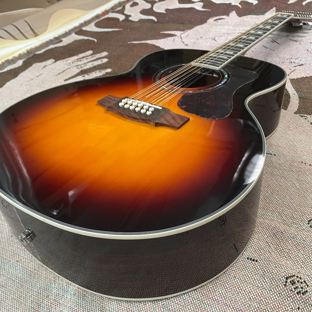 SJ200 Acoustic Electric Guitar 12sTRING Only Top Solid Spruce B&S Maple FreeShip