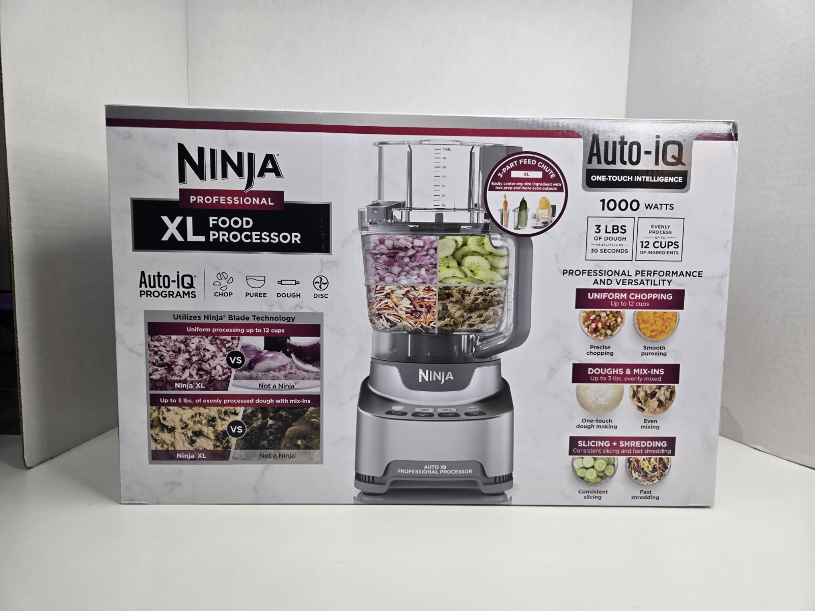 Ninja Professional 12-Cup XL Food Processor Platinum Silver Auto IQ Proff