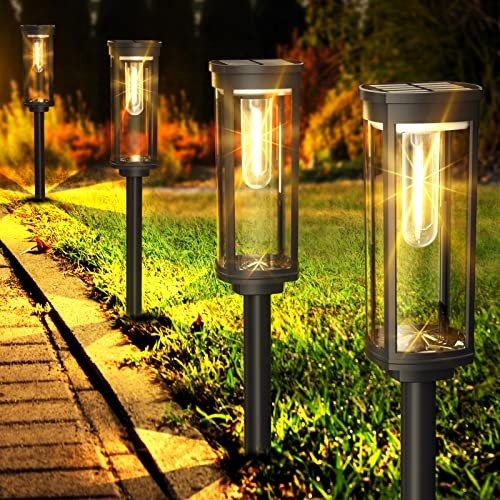 Solar Pathway Lights Outdoor 8 Pack, Bright Solar Path Lights 8Pack Warm White