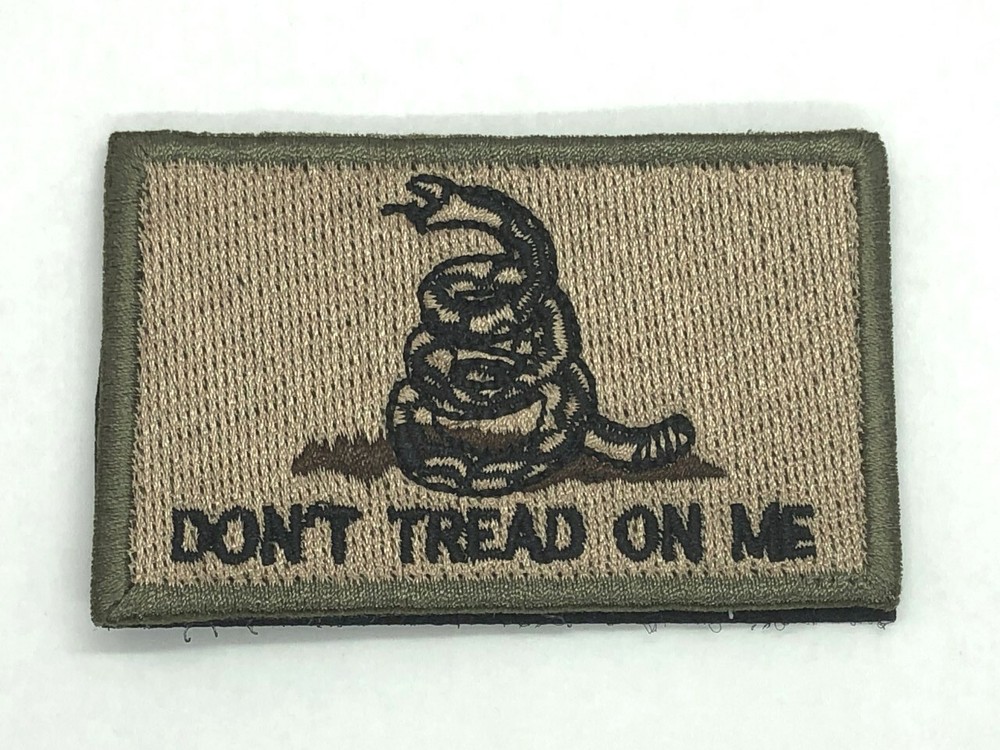 Hook and loop Fastener  Patch Gadsden Don't Tread On Me brown  3x2"