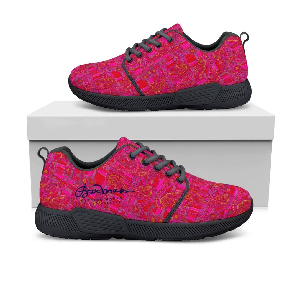 Bright Red Pink Athletic Sneakers