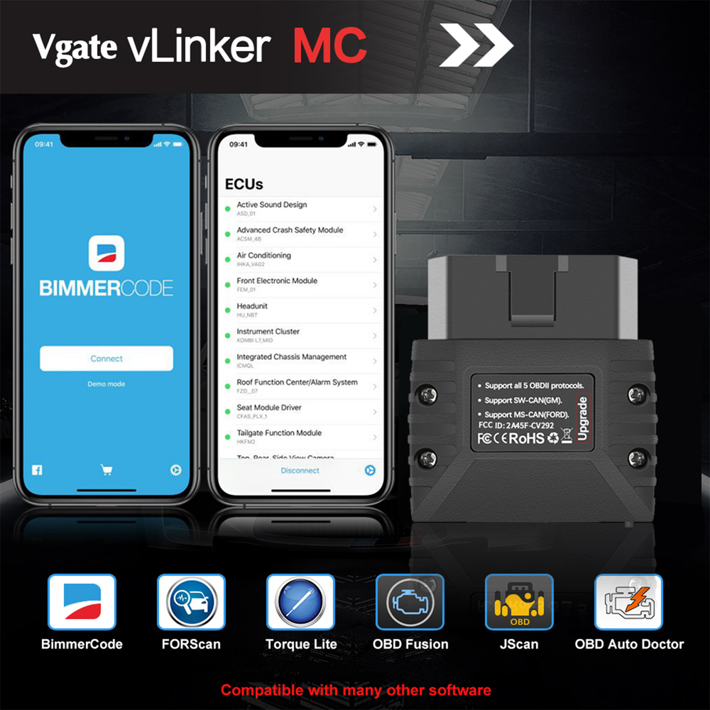 Vgate vLinker MC Bluetooth OBD2 Diagnostic Scanner Tool for Android & Windows