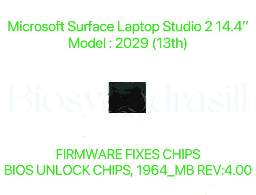 Microsoft Surface Laptop Studio 2 14.4’’ Model 2029, ADMIN NO PASSWORD BIOS CHIP
