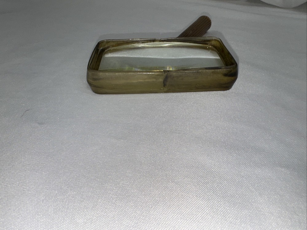 60's Art Deco Rectangular Magnifying Glass Brown Marbleized Bakelite MCM Plastic