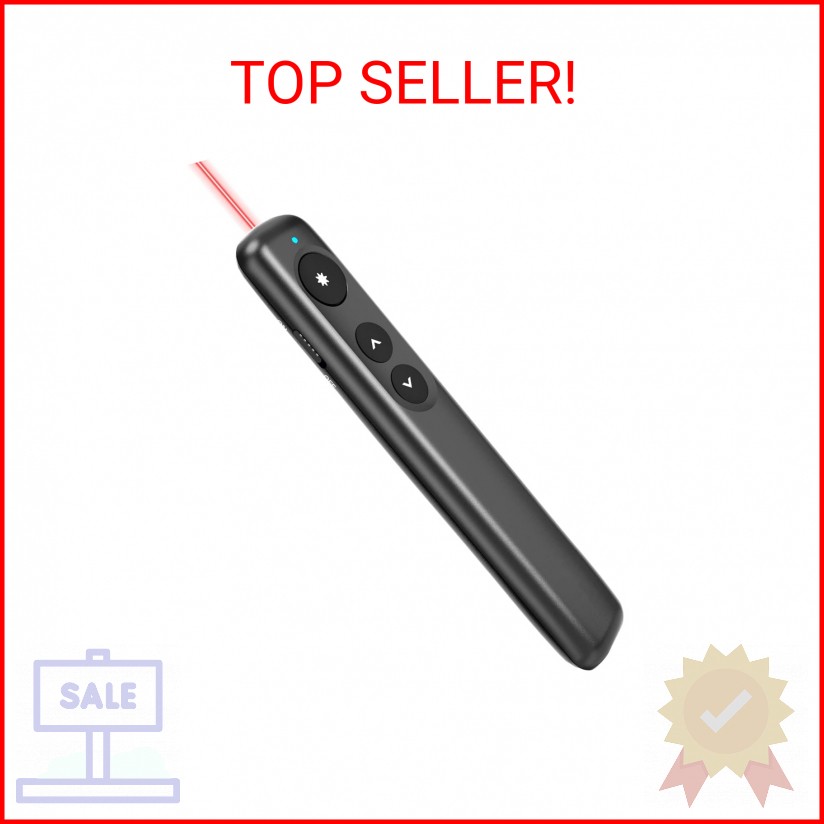 Amazon Basics Wireless Presenter Remote, Presentation Clicker with Red Laser Poi