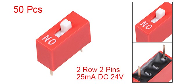 50pcs Red DIP Switch 1 Positions for Circuit Breadboards PCB