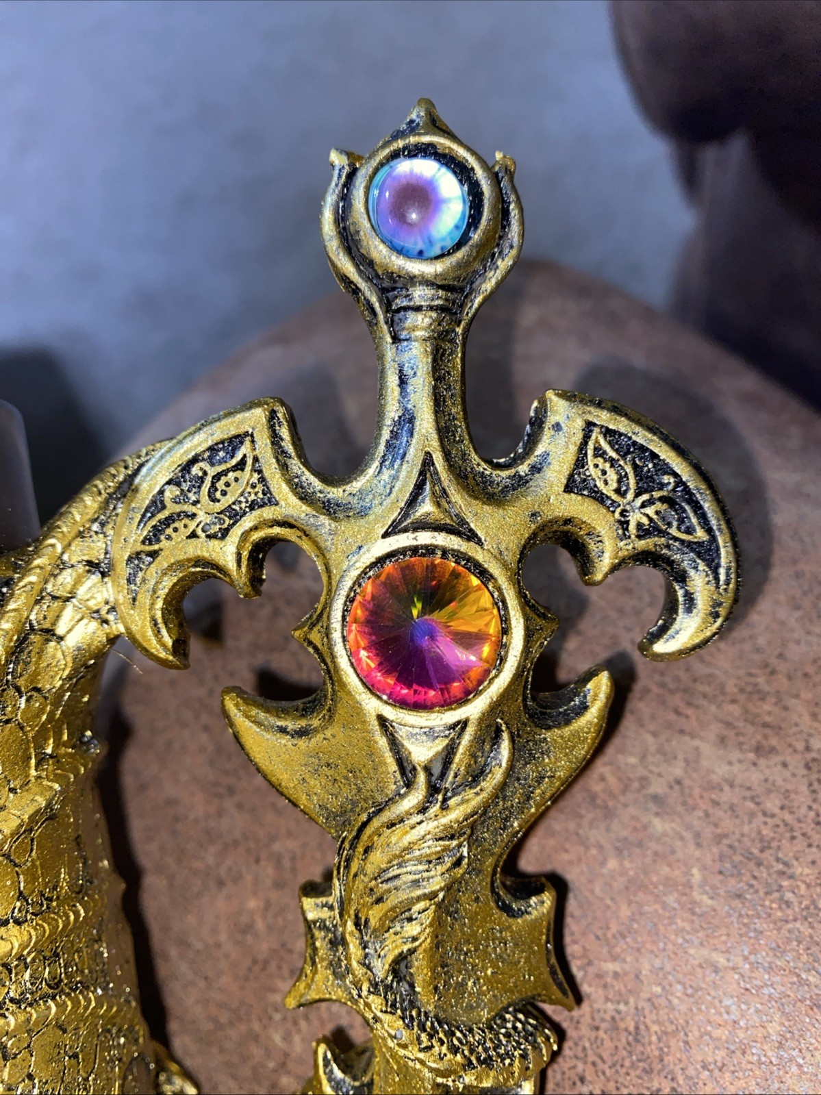 New Dungeon Dragon Jeweled Gemstone Sword Gold Drinking Mug Fantasy Mythical