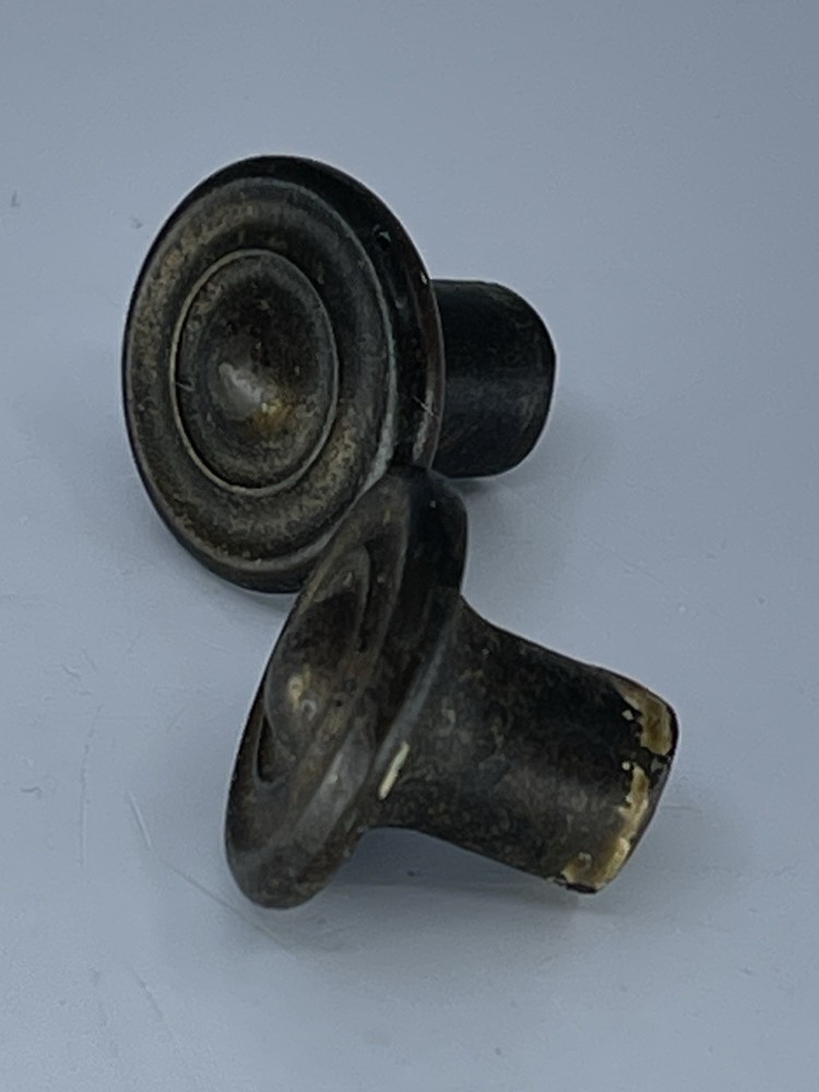 2 Bronze Spiral Antique Primitive Farmhouse Cottage Dresser Draw Pull Knobs
