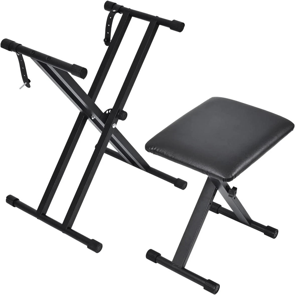 Heavy Duty Keyboard Stand and Bench Double-X Style Adjustable Height
