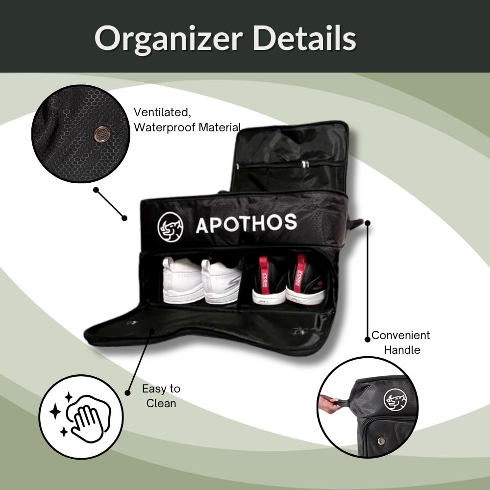 Apothos Golf Trunk 2 Level Storage Organizer, Compact, Collapsable, Black