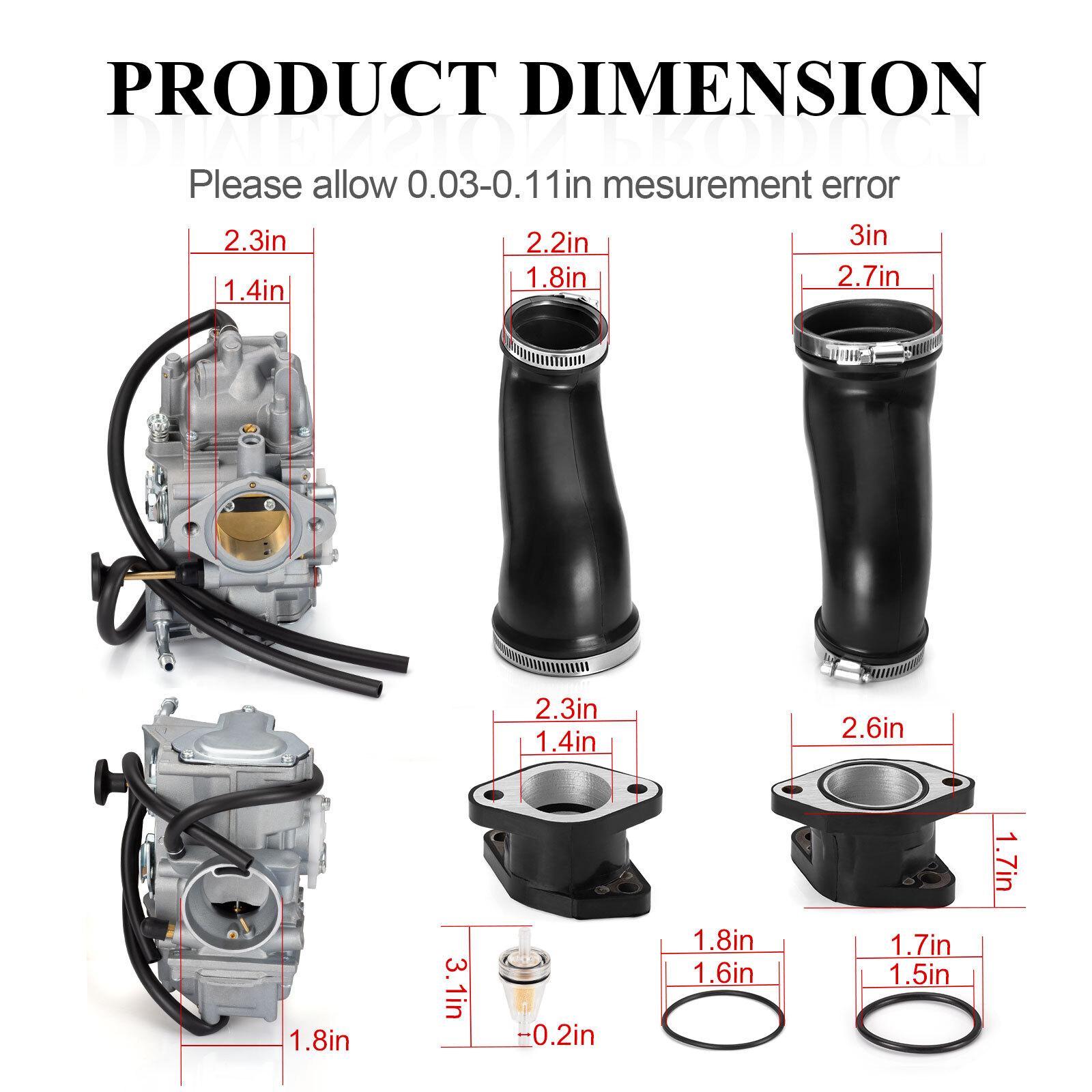 Carburetor & Intake Boot Joint & Air Box Cleaner Joint For Yamaha Warrior 350