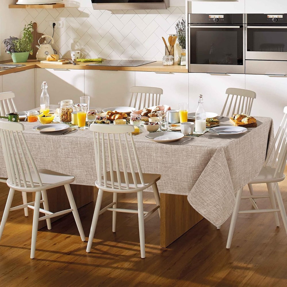 Fitable Faux Linen Tablecloth Rectangle 54" x 78" (Rectangular), Nature