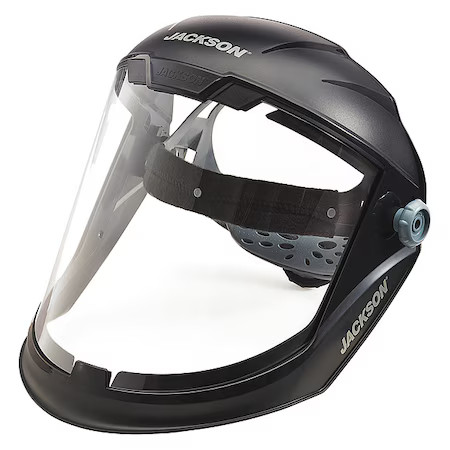 Jackson Safety 14201 Face Shield, Clear Visor, Polycarbonate, Ratchet