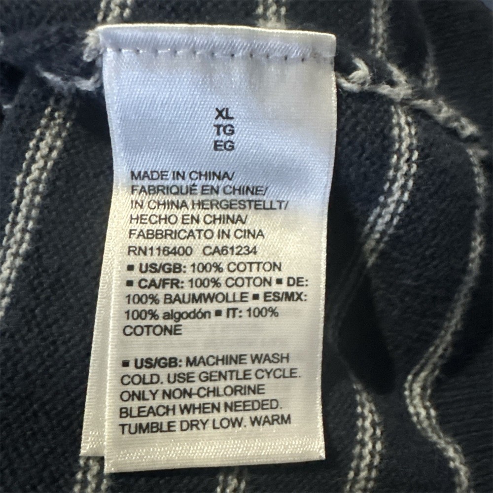 Amazon Essentials Men's Navy Blue White Striped V-Neck Pullover XL