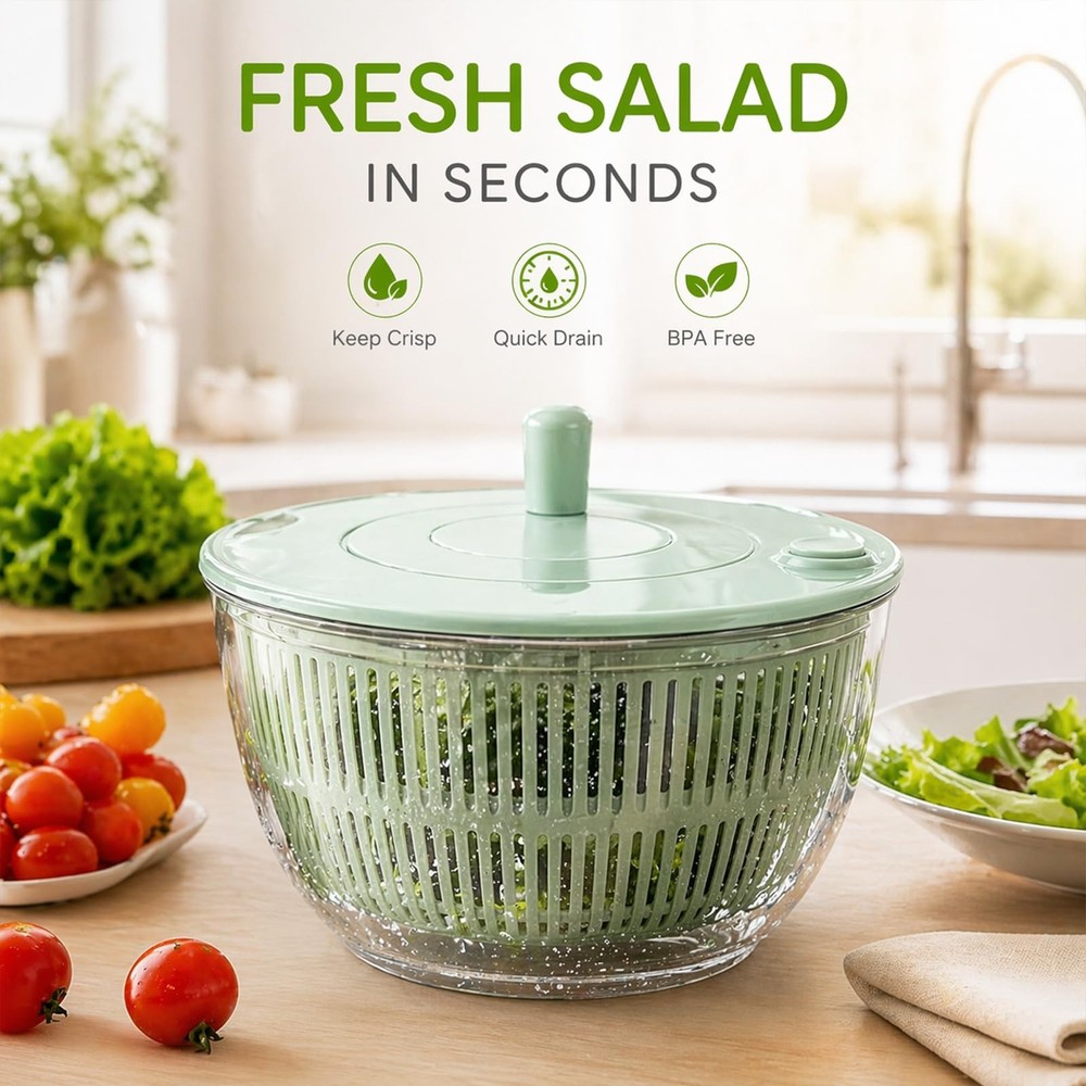 Large Capacity Multi-function Salad Spinner,6-in-1 Salad Spinner & Vegetable Cho