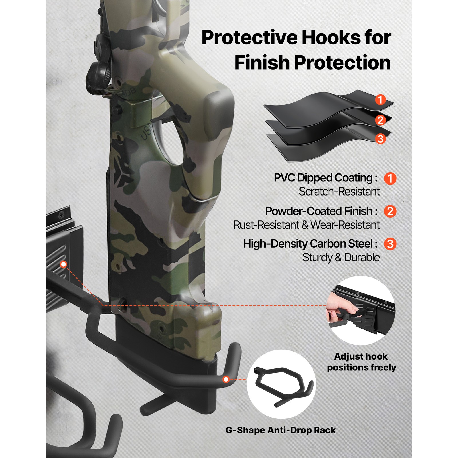 Uimoso Indoor Steel Gun Rack Wall Mount for Rifles and Shotguns, 8 Slots
