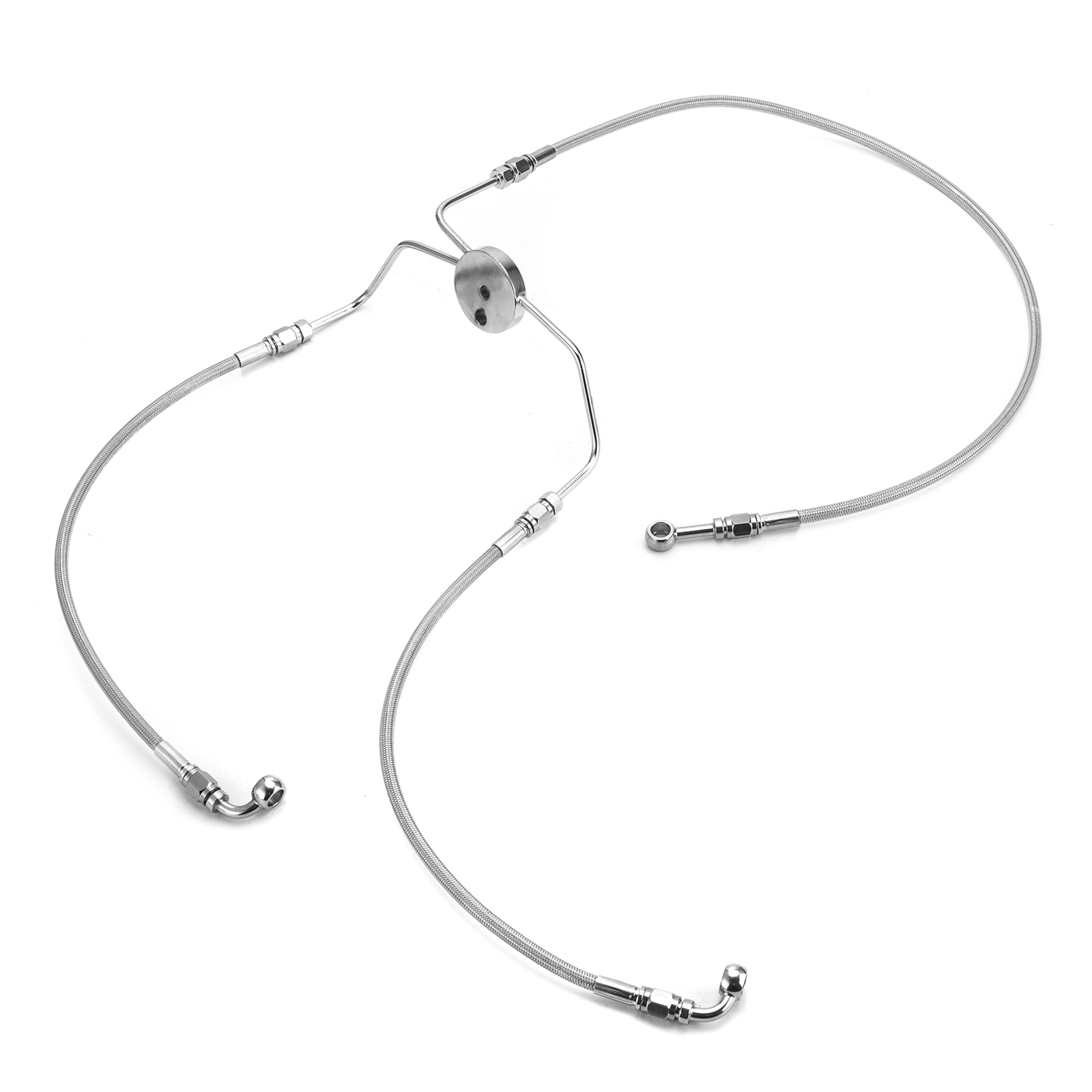 12"-14" Handlebar Braided Brake Line Kit For Harley Road King FLHR FLHRC Non-ABS