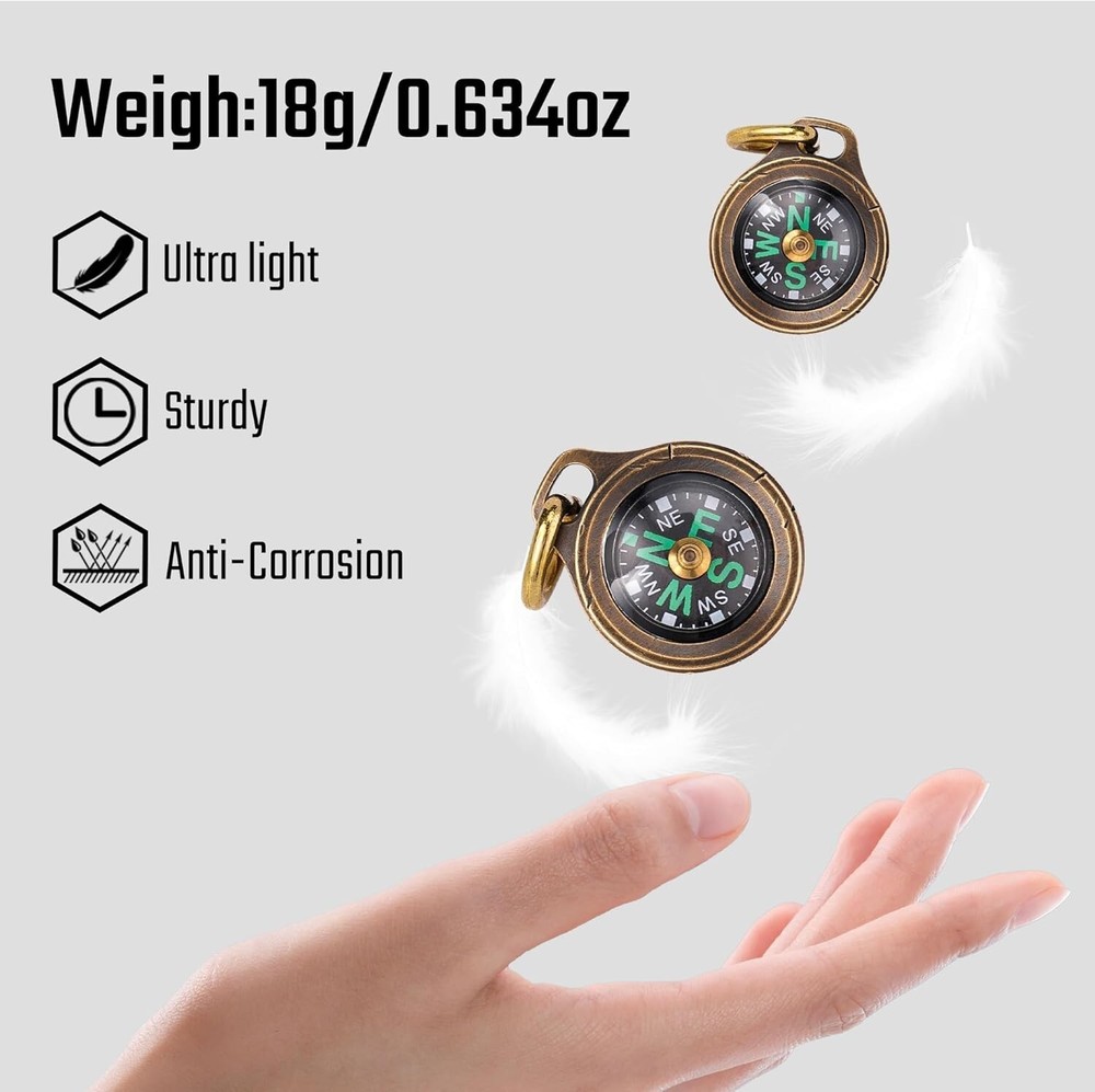 High-Precision Mini Compass - Lightweight Brass Pendant for Outdoor Navigation