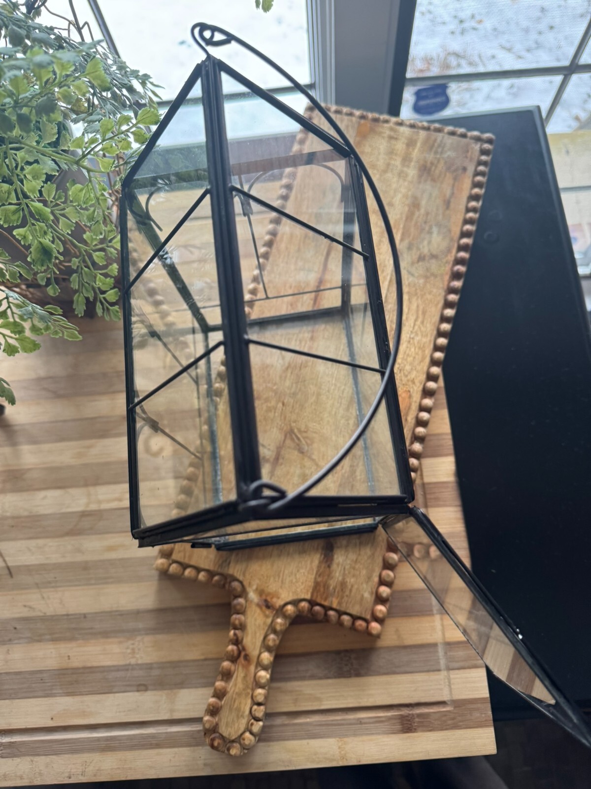 Antique Terrarium Glass w/ Metal Wardian Case Plant Container Miniature Garden