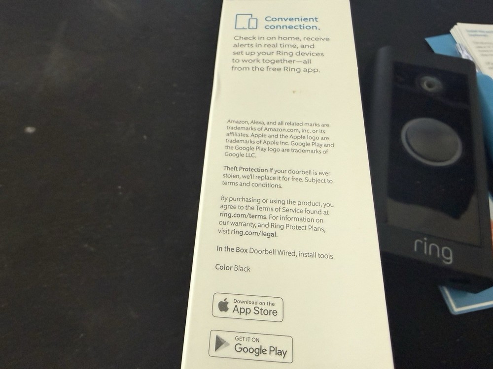 Ring HD Video Doorbell Wired Black w/Angle Bracket