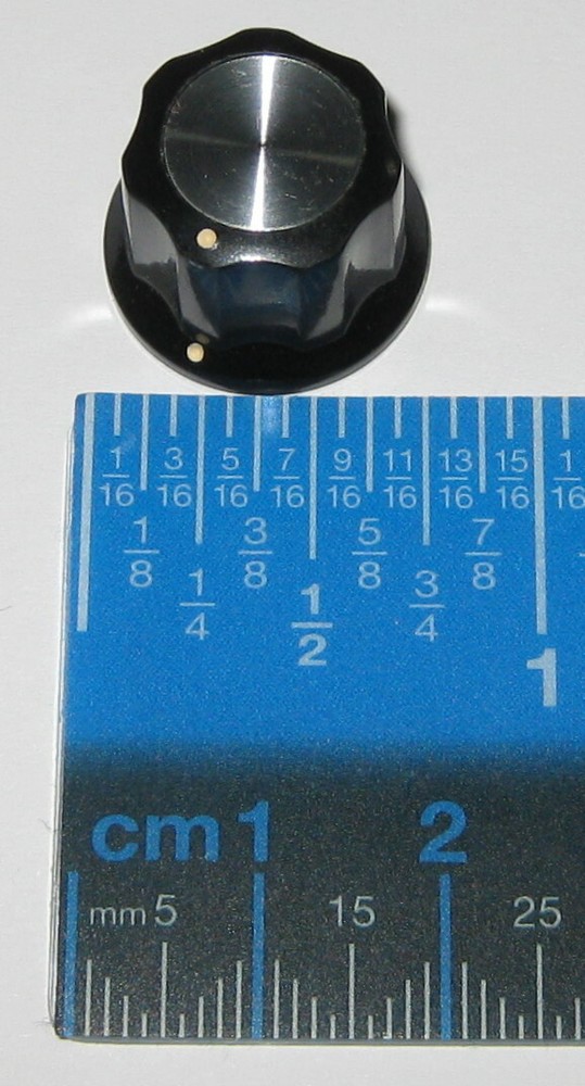 Instrument Ribbed Knob - 1/4" Inside Diameter - Black Plastic / Chrome Insert