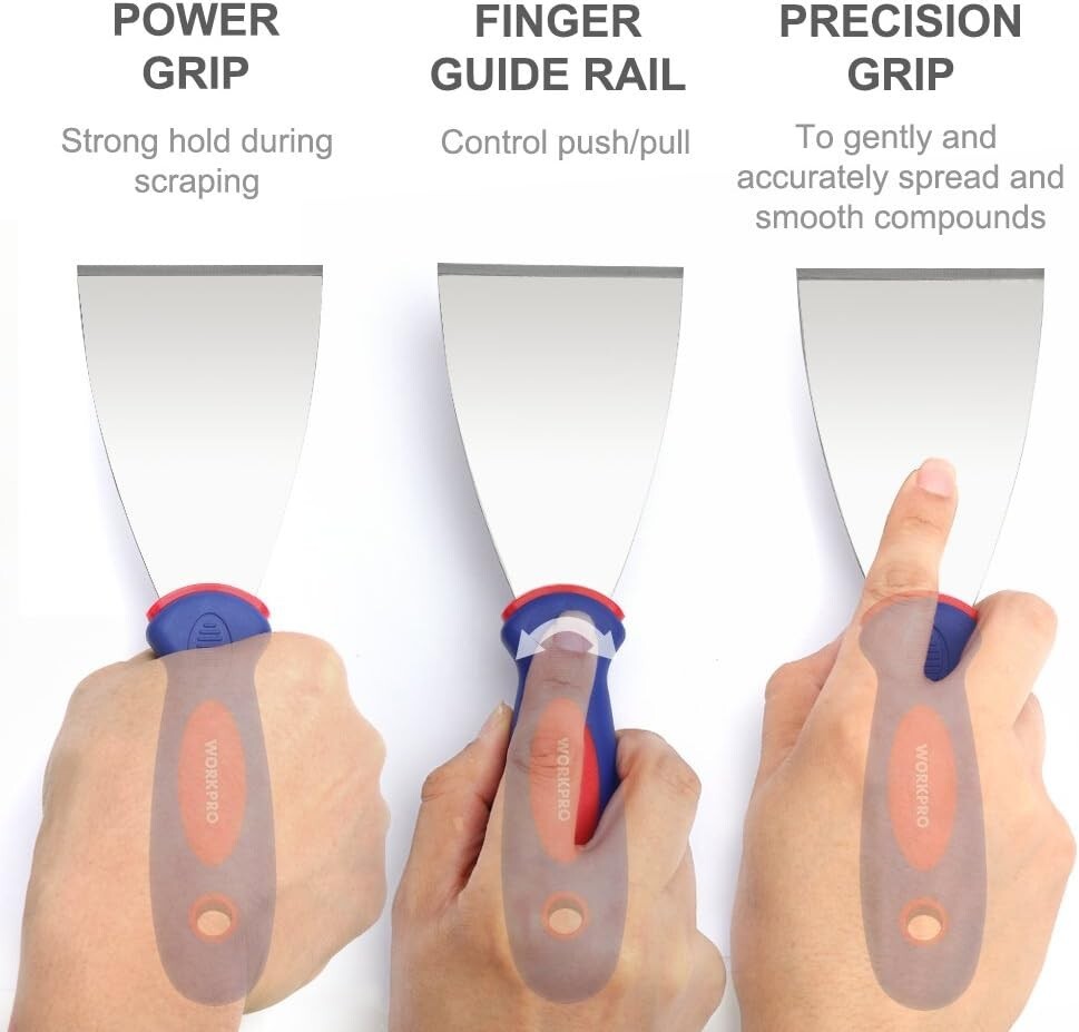 Professional-Grade 4-Piece Putty Knife Set - Ergonomic & Multi-Sized Blades