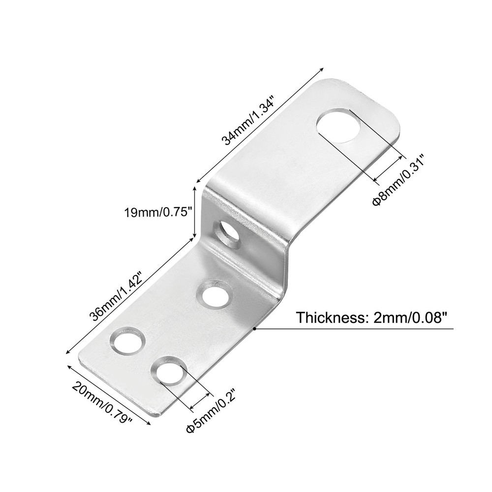 20pcs Z Shaped Angle Bracket 0.75 Inch Frame Bracket Silver