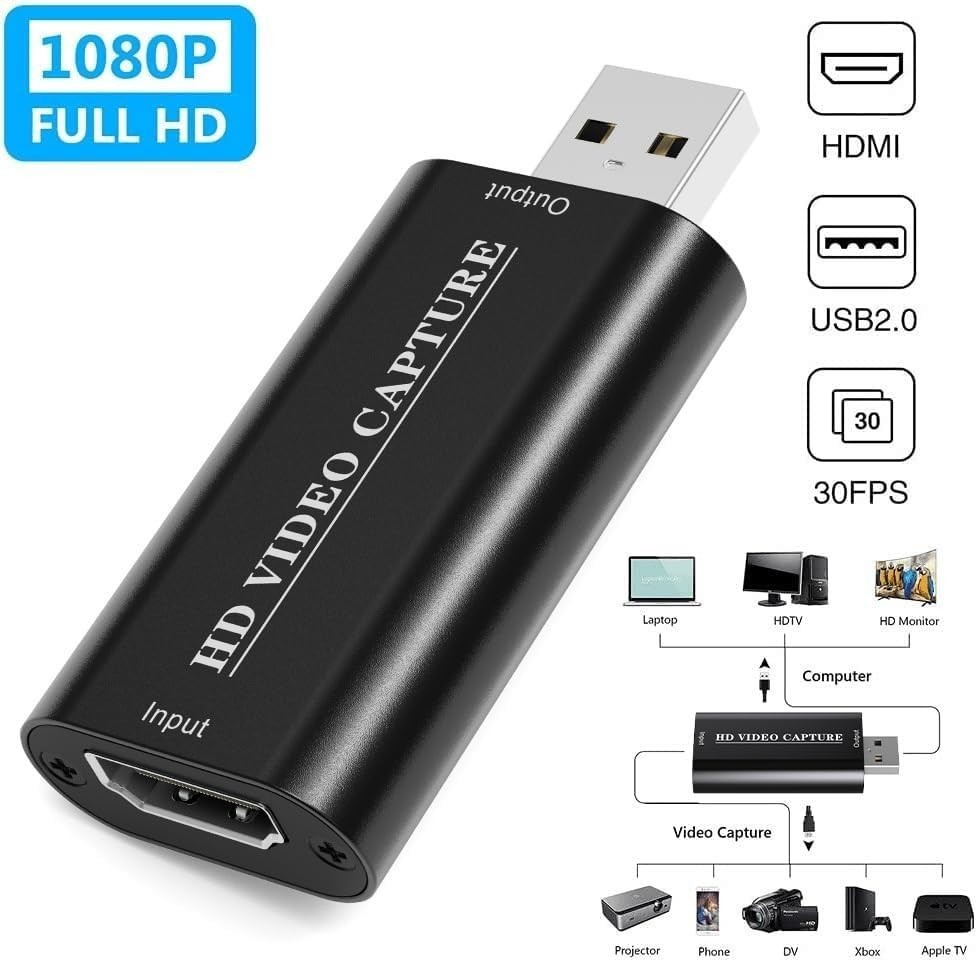 Compact 4K HDMI Capture Card - High-Quality USB Adapter for Gaming & Teaching