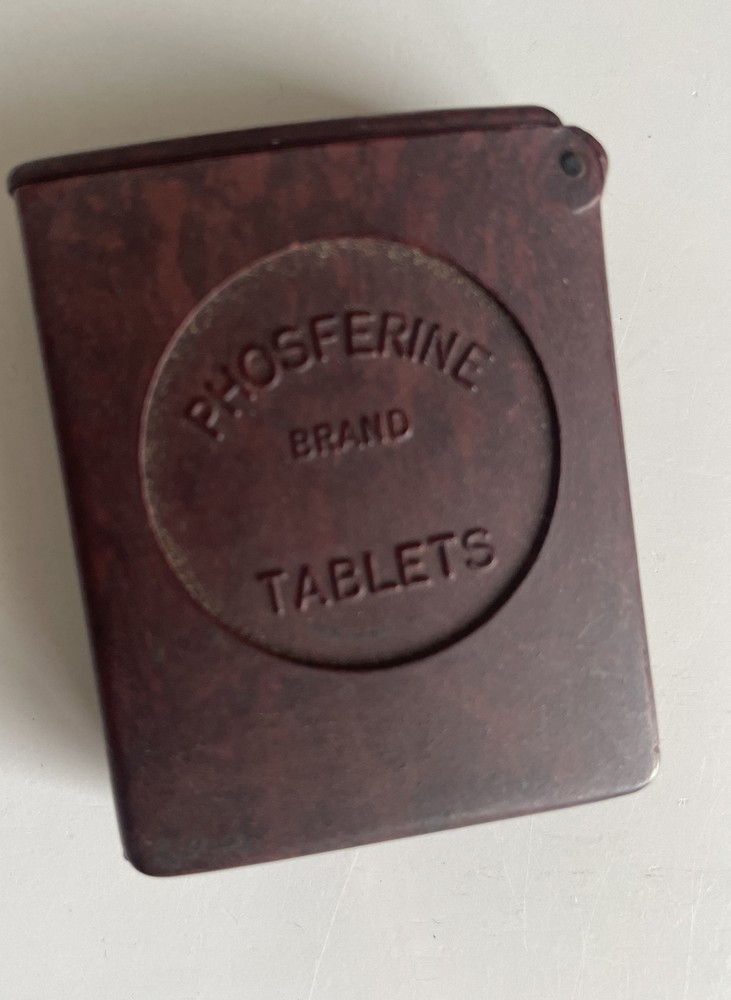 Antique Bakelite Phosferine Tablets Advertisement Match Vesta Case EUC