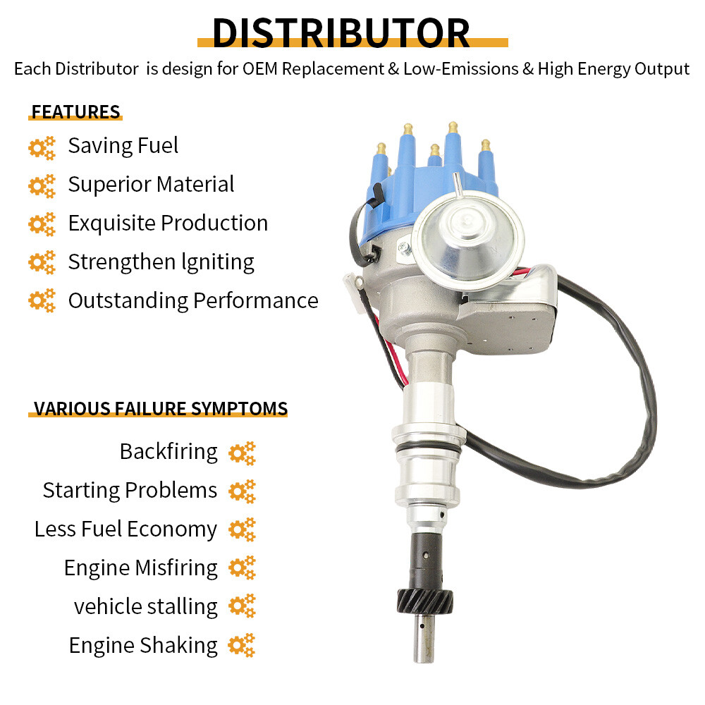 FOR FORD 289 302 BLUE Small Cap HEI Distributor +Coil+UNIVERSAL SPARK PLUG WIRES