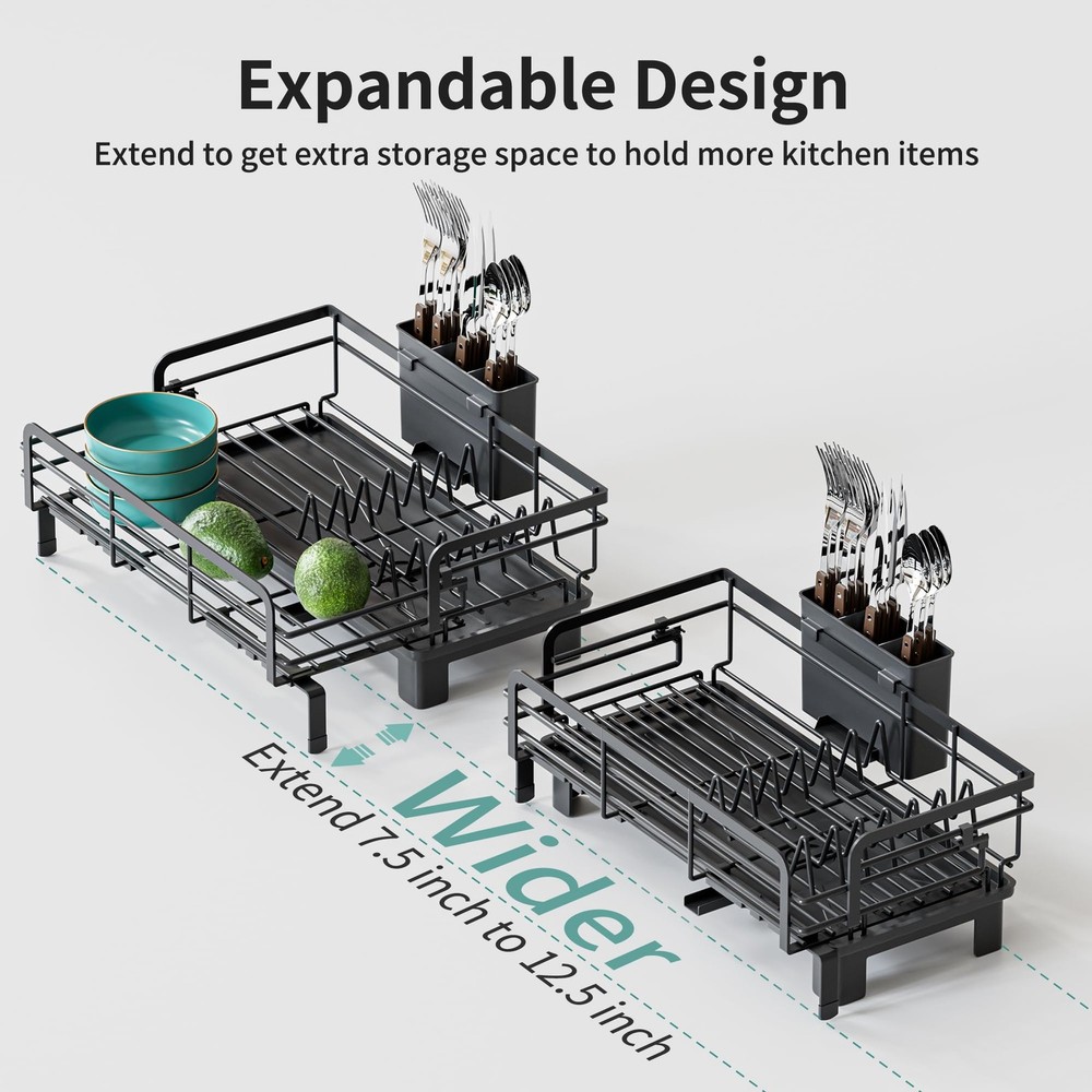 Small Dish Drying Rack - Extendable Dish Rack for Kitchen Counter, Rustproof ...