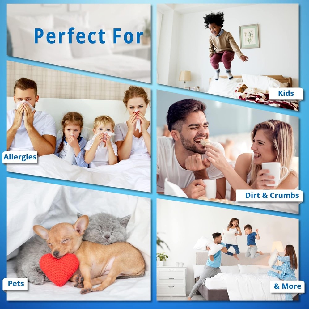 Premium 100% Cotton Zippered Pillow Protector - Standard Size - White