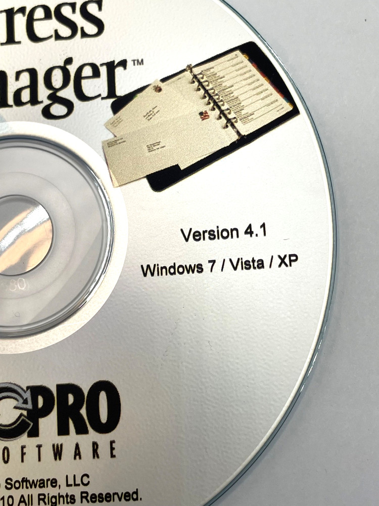 ALL-PRO ADDRESS MANAGER PC SOFTWARE CD-ROM VERSION 4.1 WINDOWS 7 VISTA XP 2010
